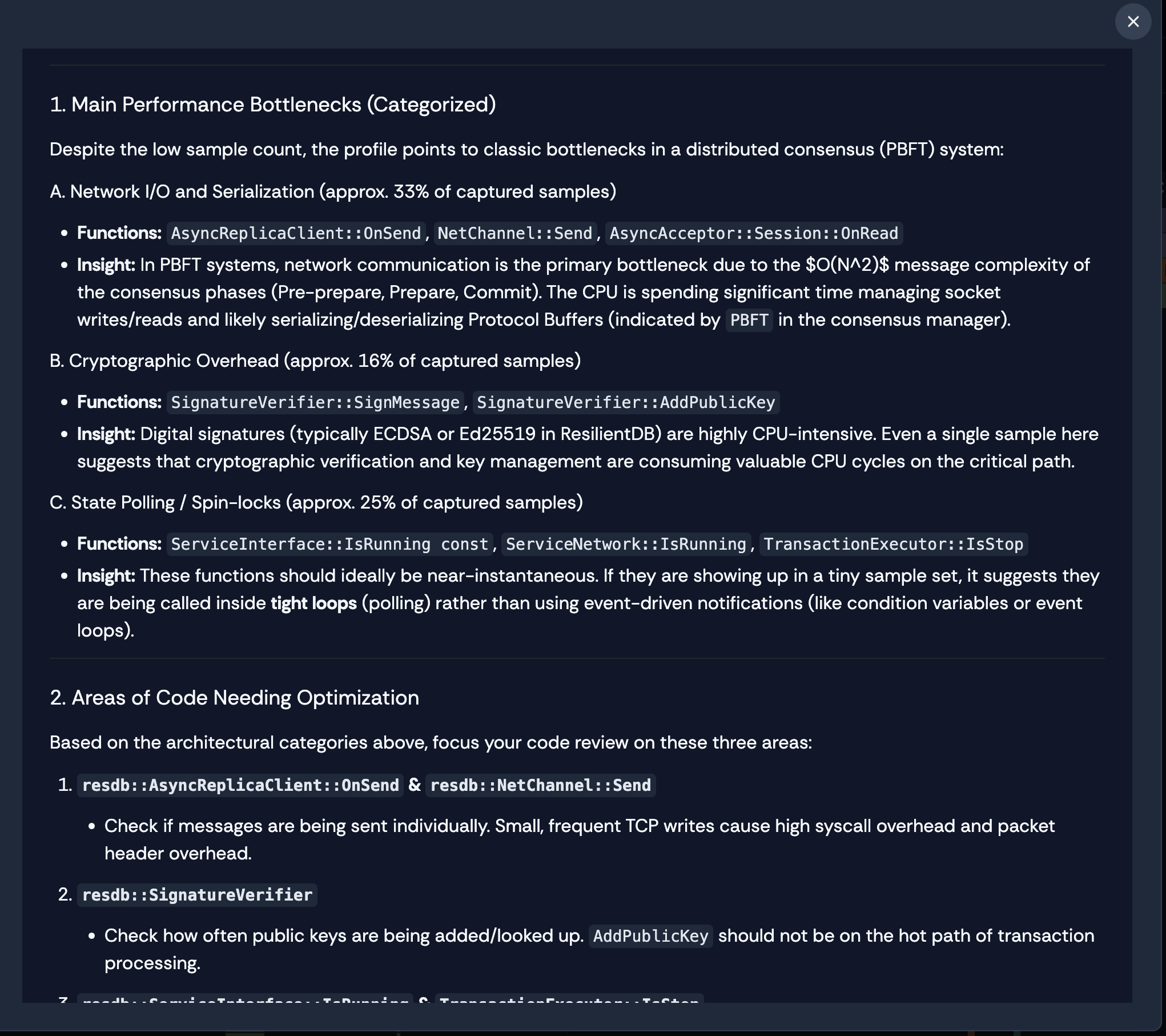 AI-generated performance bottleneck analysis in ResLens