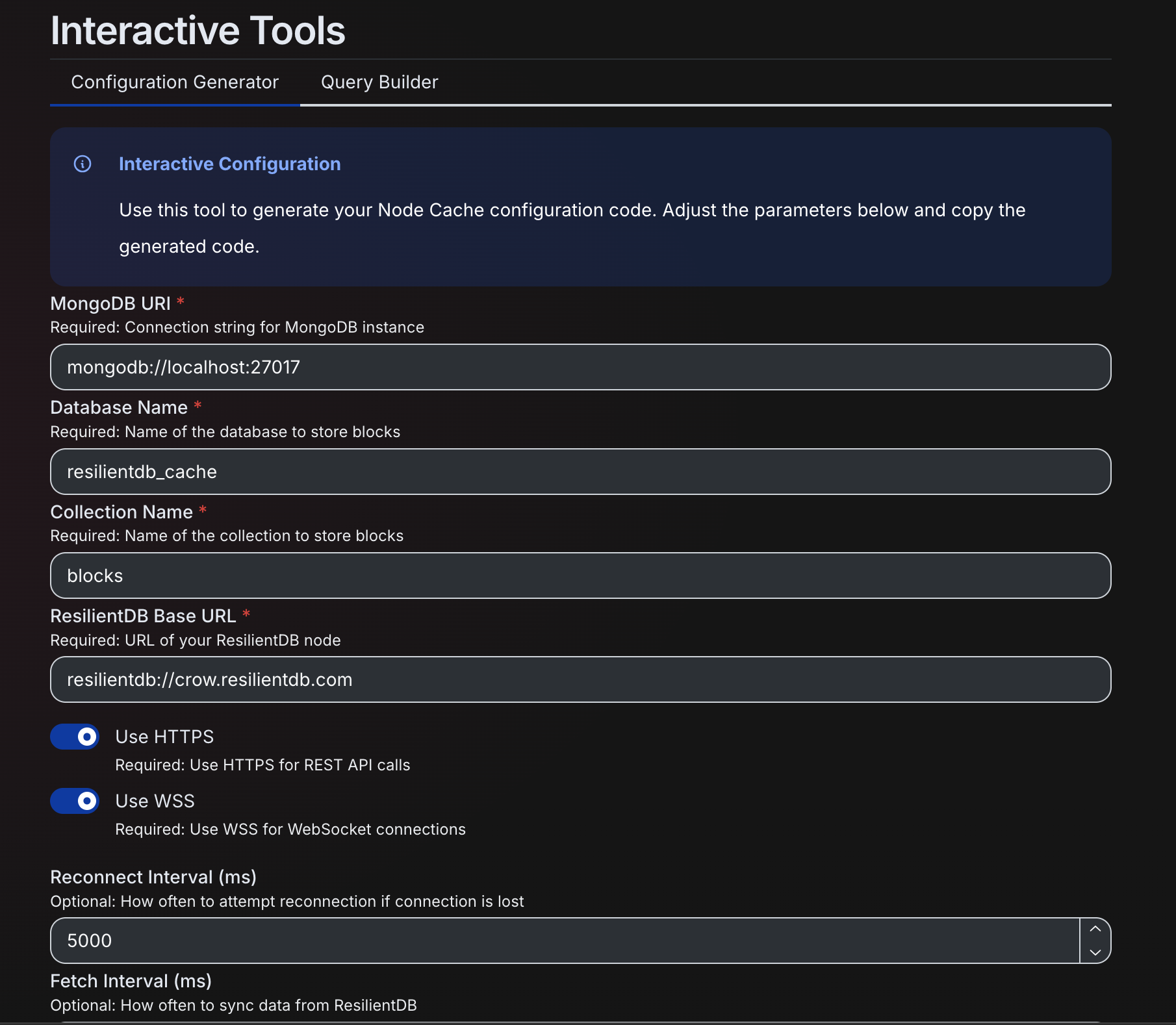 Interactive configuration generator