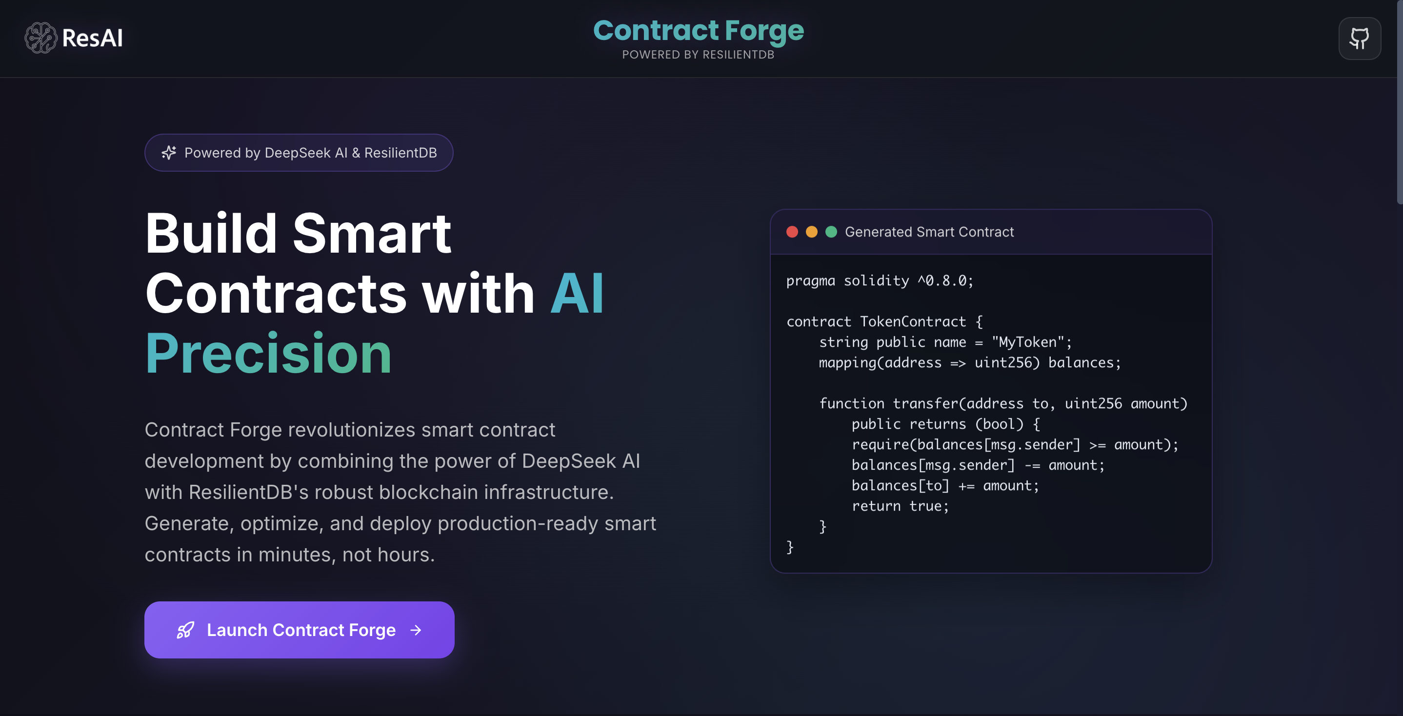 ContractForge landing page